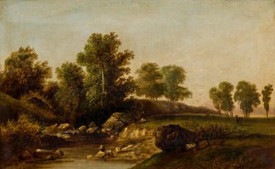 Sidney Richard Percy English Victorian landscape with a stream by Sidney Richard Percy