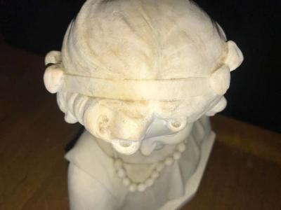 Signed 19th Century Marble Miniature Bust of a Young Girl Signed on Reverse