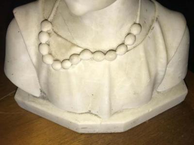 Signed 19th Century Marble Miniature Bust of a Young Girl Signed on Reverse