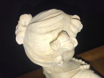 Signed 19th Century Marble Miniature Bust of a Young Girl Signed on Reverse
