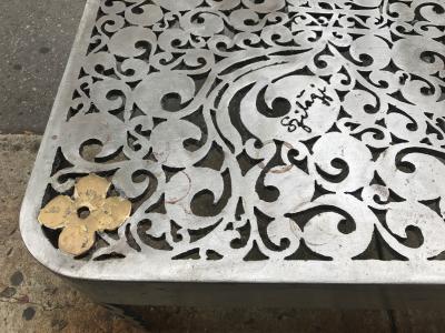 Signed Brutalist Cut Steel Coffee Table