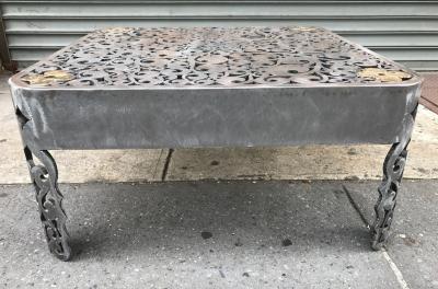 Signed Brutalist Cut Steel Coffee Table