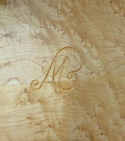 Signed Custom Bird s Eye Maple Console Table with Ebony Exposed Joinery