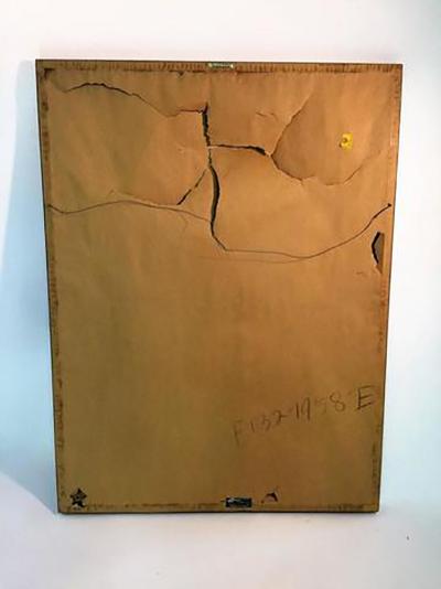 Signed Great Brutalist Bright Orange Pirates Galleon Oil Painting