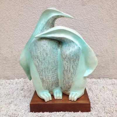 Signed Herman Ceramic Penguin Sculpture