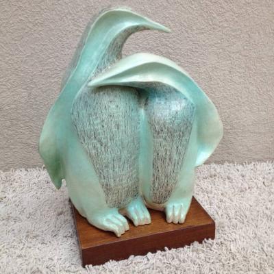 Signed Herman Ceramic Penguin Sculpture