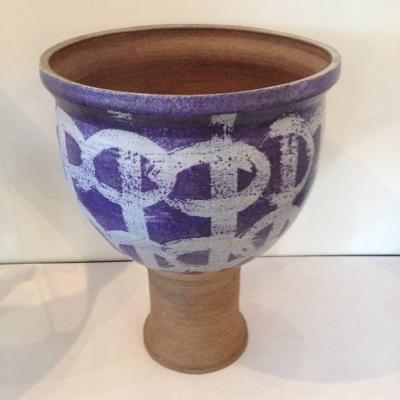 Signed Illegibly Modernist Two Piece Large Art Pottery