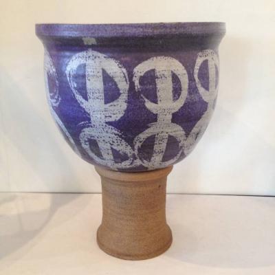 Signed Illegibly Modernist Two Piece Large Art Pottery