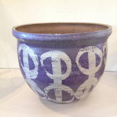 Signed Illegibly Modernist Two Piece Large Art Pottery