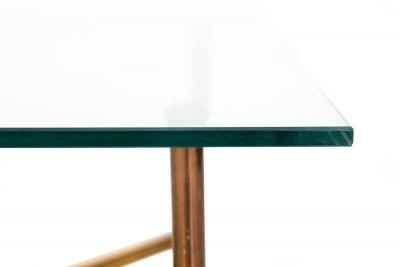 Signed Maison Jansen Coffee Cocktail Table in Brass and Glass
