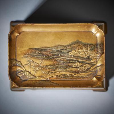 Signed Mid 19th C Edo Meiji Period Diminutive Lacquer Stacking Cabinet Japan