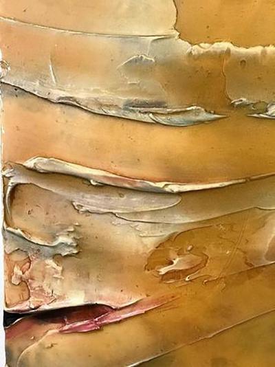 Signed Modernist Abstract Lacquer Design Triptych Paintings