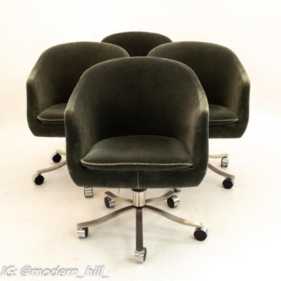 Signed Nicos Zographos Mohair Mid Century Armchairs Set of 4