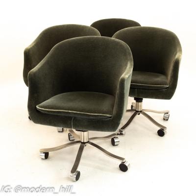 Signed Nicos Zographos Mohair Mid Century Armchairs Set of 4