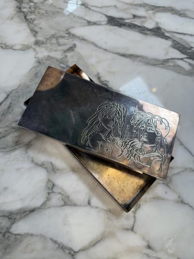 Signed Numbered Silver Plated Engraved Box by Cleto Munari