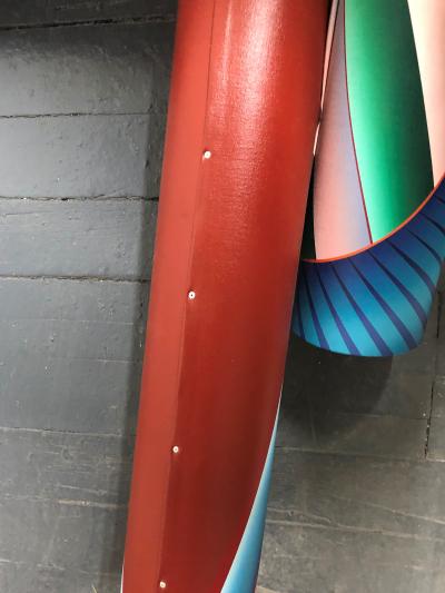 Signed Oil on Canvas Free Standing Cylindrical Artwork