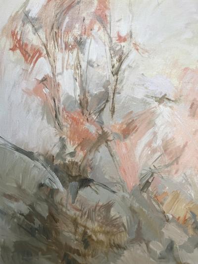 Signed R M Burrer Abstract Expressionist Painting Trees in October 1964