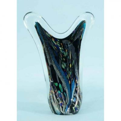 Signed Rollin Karg Abstract Art Glass Sculpture