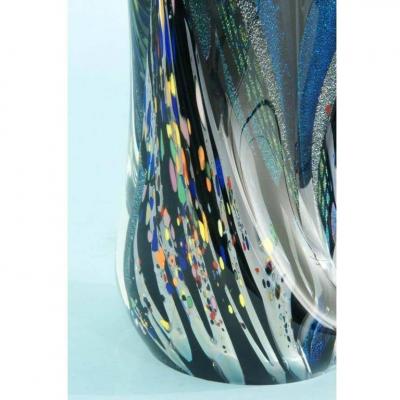 Signed Rollin Karg Abstract Art Glass Sculpture