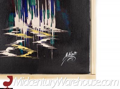 Signed Sailboat Seascape Mid Century Oil Painting on Canvas