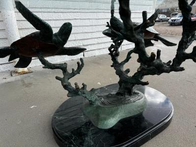 Signed and Numbered Joseph Quillan Bronze Sea Turtle Coffee Table
