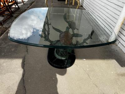 Signed and Numbered Joseph Quillan Bronze Sea Turtle Coffee Table