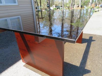 Sigurd Hansen Fantastic Danish Modern Rosewood Glass Dining Table Signed Hansen