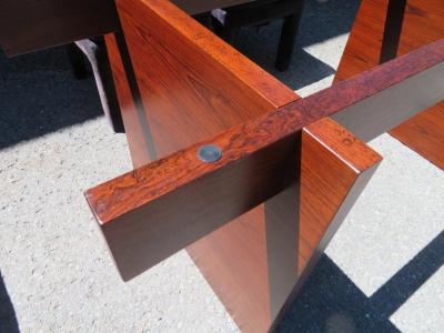 Sigurd Hansen Fantastic Danish Modern Rosewood Glass Dining Table Signed Hansen