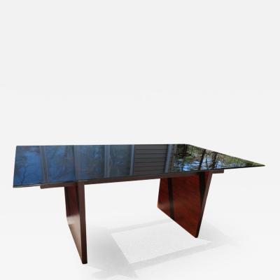 Sigurd Hansen Fantastic Danish Modern Rosewood Glass Dining Table Signed Hansen