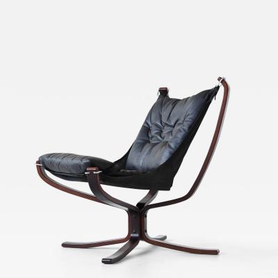 Sigurd Ressell Sigurd Ressell Falcon lounge chair in black leather Vatne Norway 1970