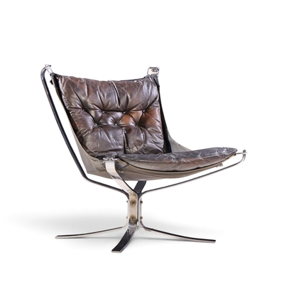 Sigurd Ressell Sigurd Ressell for Vatne M bler Mid Century Chrome Falcon Lounge Chairs Pair