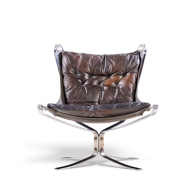 Sigurd Ressell Sigurd Ressell for Vatne M bler Mid Century Chrome Falcon Lounge Chairs Pair