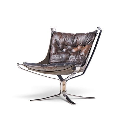 Sigurd Ressell Sigurd Ressell for Vatne M bler Mid Century Chrome Falcon Lounge Chairs Pair