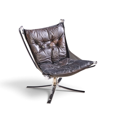Sigurd Ressell Sigurd Ressell for Vatne M bler Mid Century Chrome Falcon Lounge Chairs Pair