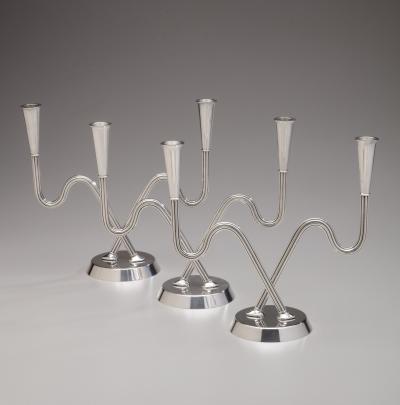 Sigvard Bernadotte Danish Modern Candelabra Georg Jensen Silver by Sigvard Bernadotte