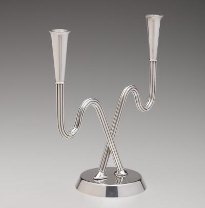 Sigvard Bernadotte Danish Modern Candelabra Georg Jensen Silver by Sigvard Bernadotte