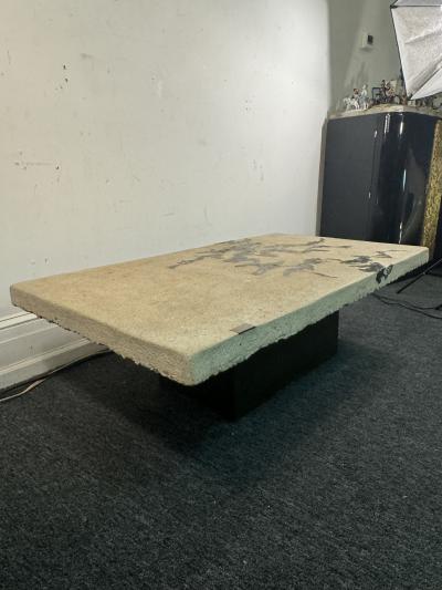 Silas Seandel BRUTALIST CONCRETE AND MIXED METALS COFFEE TABLE BY SILAS SEANDEL