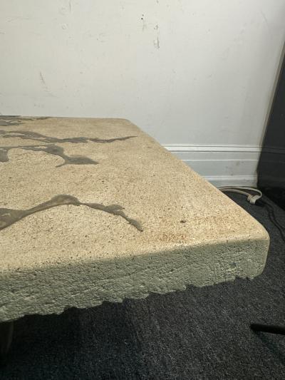 Silas Seandel BRUTALIST CONCRETE AND MIXED METALS COFFEE TABLE BY SILAS SEANDEL