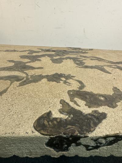 Silas Seandel BRUTALIST CONCRETE AND MIXED METALS COFFEE TABLE BY SILAS SEANDEL