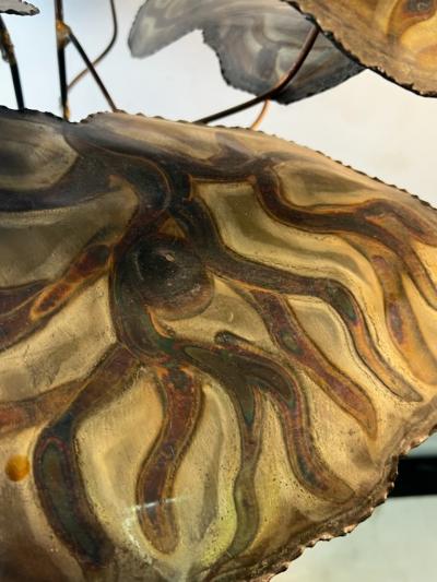 Silas Seandel BRUTALIST LILY PAD AND FLOWERS METAL SCULPTURE