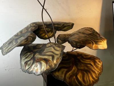 Silas Seandel BRUTALIST LILY PAD AND FLOWERS METAL SCULPTURE