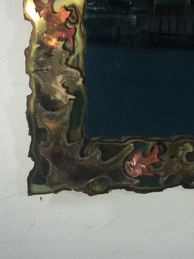 Silas Seandel BRUTALIST MIXED METALS TORCH CUT WALL MIRROR