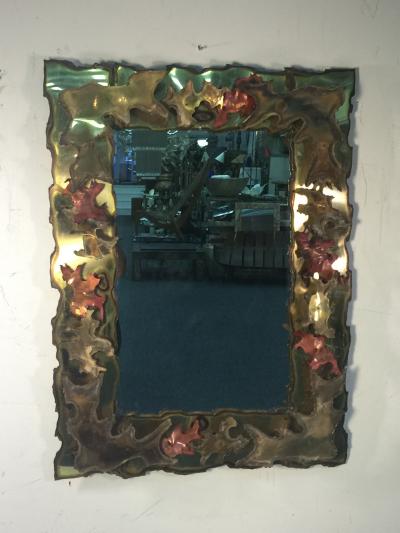 Silas Seandel BRUTALIST MIXED METALS TORCH CUT WALL MIRROR