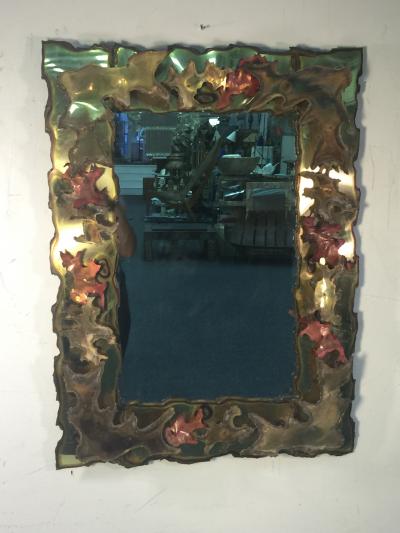 Silas Seandel BRUTALIST MIXED METALS TORCH CUT WALL MIRROR
