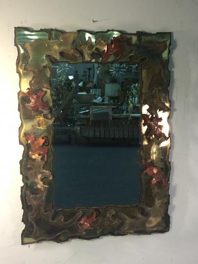 Silas Seandel BRUTALIST MIXED METALS TORCH CUT WALL MIRROR