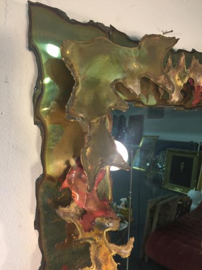 Silas Seandel BRUTALIST MIXED METALS TORCH CUT WALL MIRROR