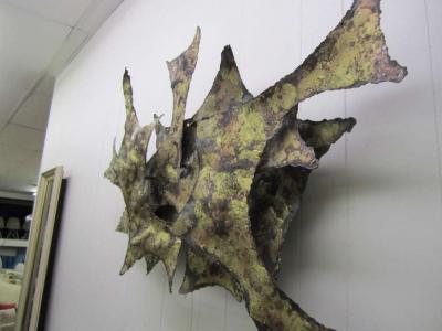 Silas Seandel Brutalist Light Up Metal Wall Sculpture Silas Seandel Attributed