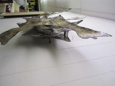 Silas Seandel Brutalist Light Up Metal Wall Sculpture Silas Seandel Attributed