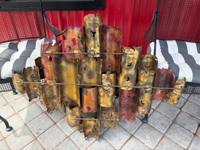 Silas Seandel Brutalist Silas Seandel Cathedral Torch Cut Wall Sculpture Brass Mixed Metal