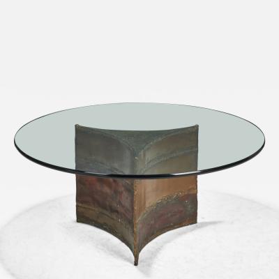 Silas Seandel Coffee Table with Enamelled Metal and Glass USA 1970s
